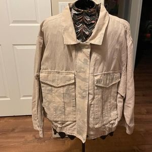 Anthropologie Hei Hei Linen Blend Bomber Jacket